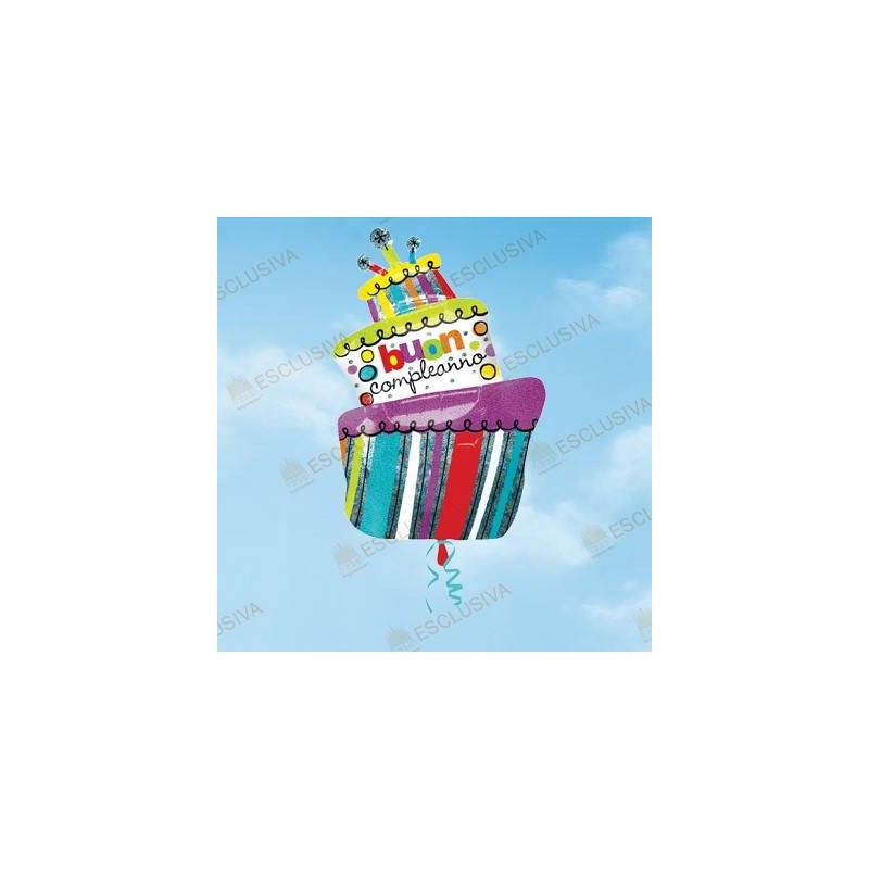 PALLONE MYLAR S/SHAPE TORTA BUON COMPLEANNO 61x94cm
