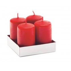 MOCCOLO TONDO CERA ROSSO LUCIDO 4x7cm 4pz