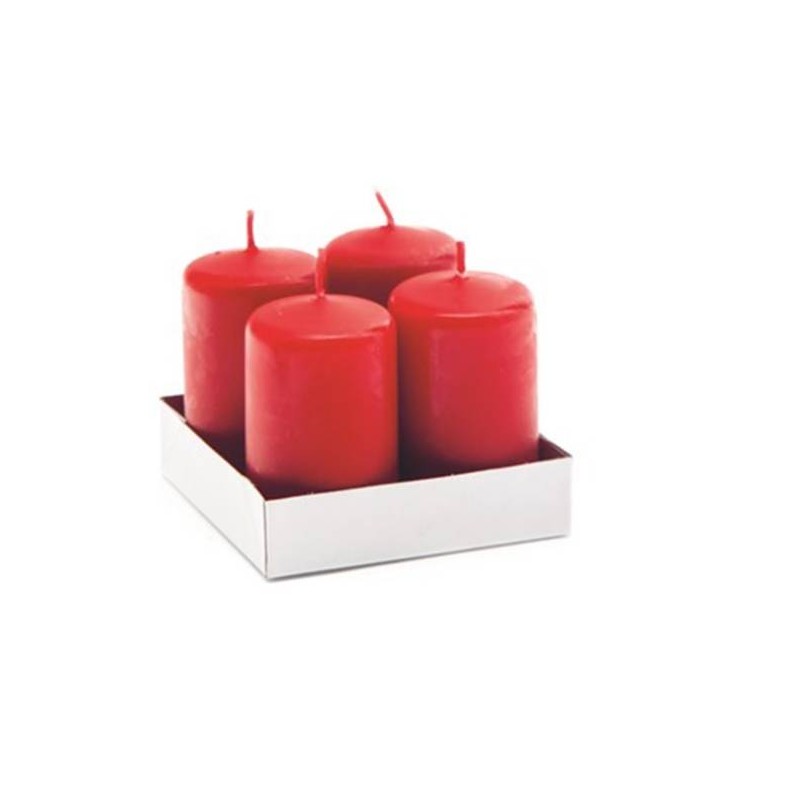 MOCCOLO TONDO CERA ROSSO LUCIDO 4x7cm 4pz