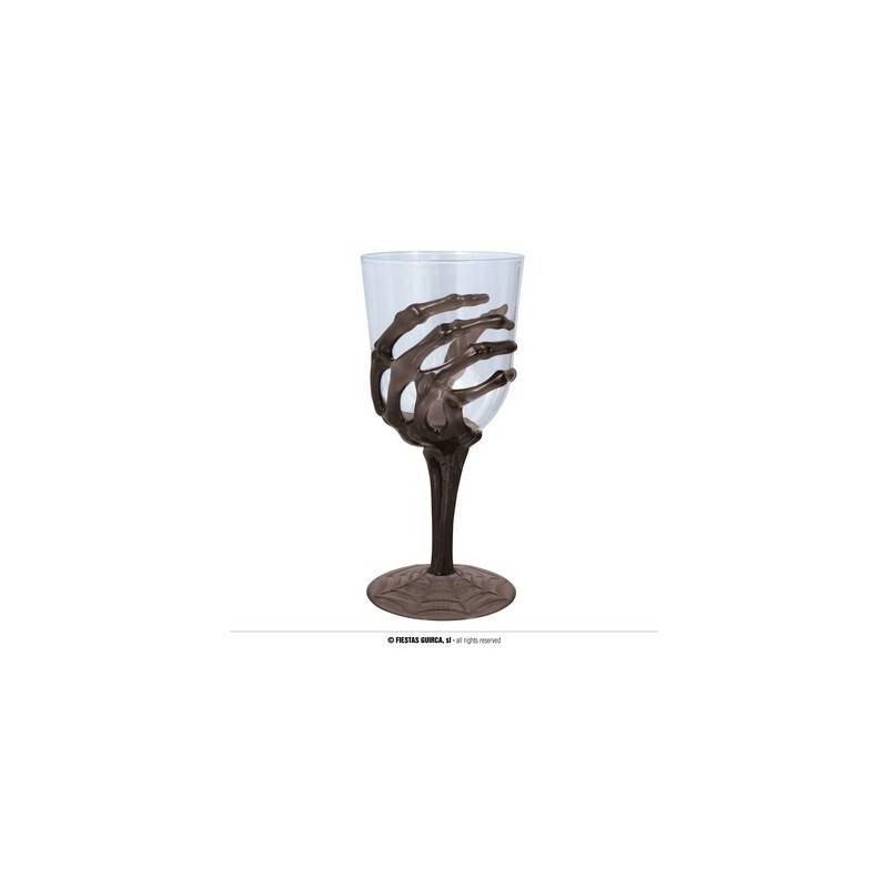 CALICE VINO TRASPARENTE MANO SCHELETRO NERA 18,5cm