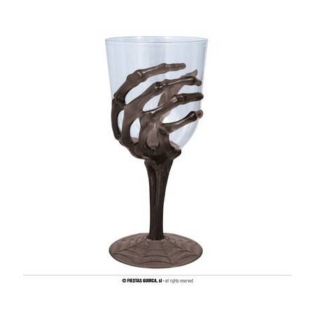 CALICE VINO TRASPARENTE MANO SCHELETRO NERA 18,5cm