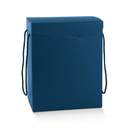 SCATOLA SEGRETO C/CORDINI 24,5x24,5x18cm FIBRA BLU