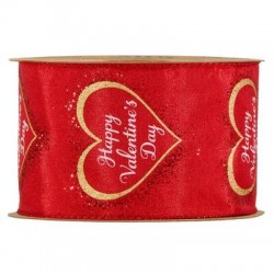 NASTRO HAPPY VALENTINE'S DAY mm63x10mt ROSSO