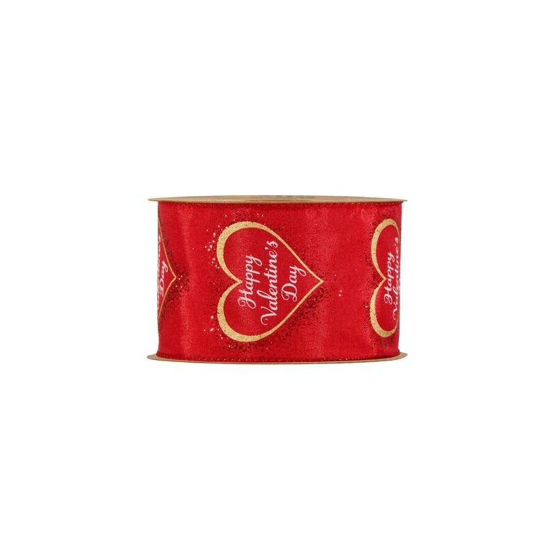 NASTRO HAPPY VALENTINE'S DAY mm63x10mt ROSSO