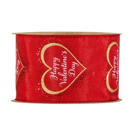 NASTRO HAPPY VALENTINE'S DAY mm63x10mt ROSSO