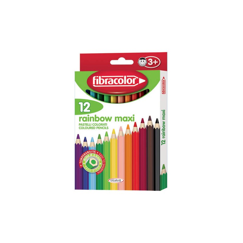 PASTELLI RAINBOW MAXI P.GROSSA 12pz FIBRACOLOR