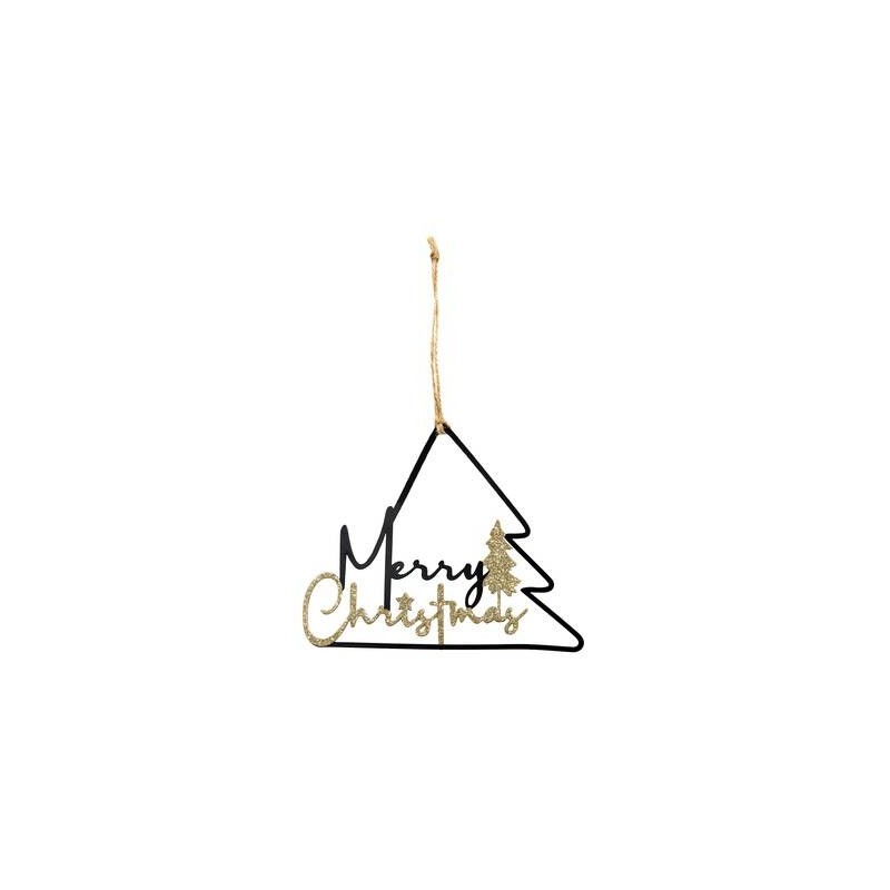 APPENDINO IN METALLO NERO C/SCRITTA MERRY CHRISTMAS 20x16cm