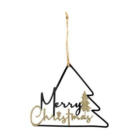 APPENDINO IN METALLO NERO C/SCRITTA MERRY CHRISTMAS 20x16cm