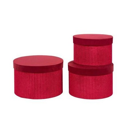 SCATOLA REGALO TONDA C/COPERCHIO ø23,5x15,5cm VELLUTO ROSSO