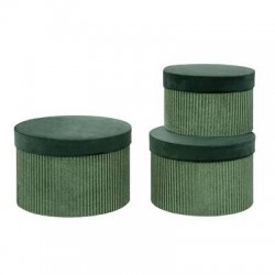 SCATOLA REGALO TONDA C/COPERCHIO ø21,5x14cm VELLUTO VERDE SCURO
