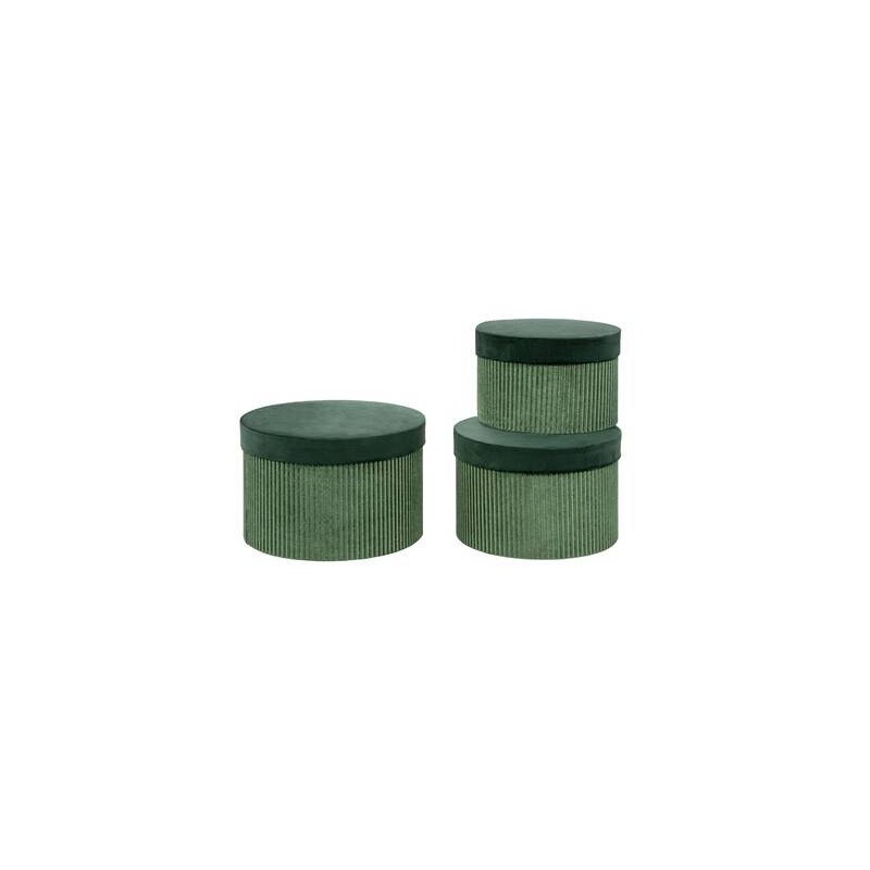 SCATOLA REGALO TONDA C/COPERCHIO ø21,5x14cm VELLUTO VERDE SCURO