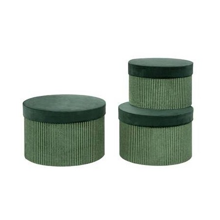 SCATOLA REGALO TONDA C/COPERCHIO ø19x12,5cm VELLUTO VERDE SCURO