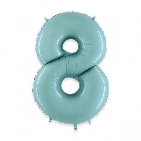 PALLONE NUMERO 8 MYLAR 102cm 40 CELESTE