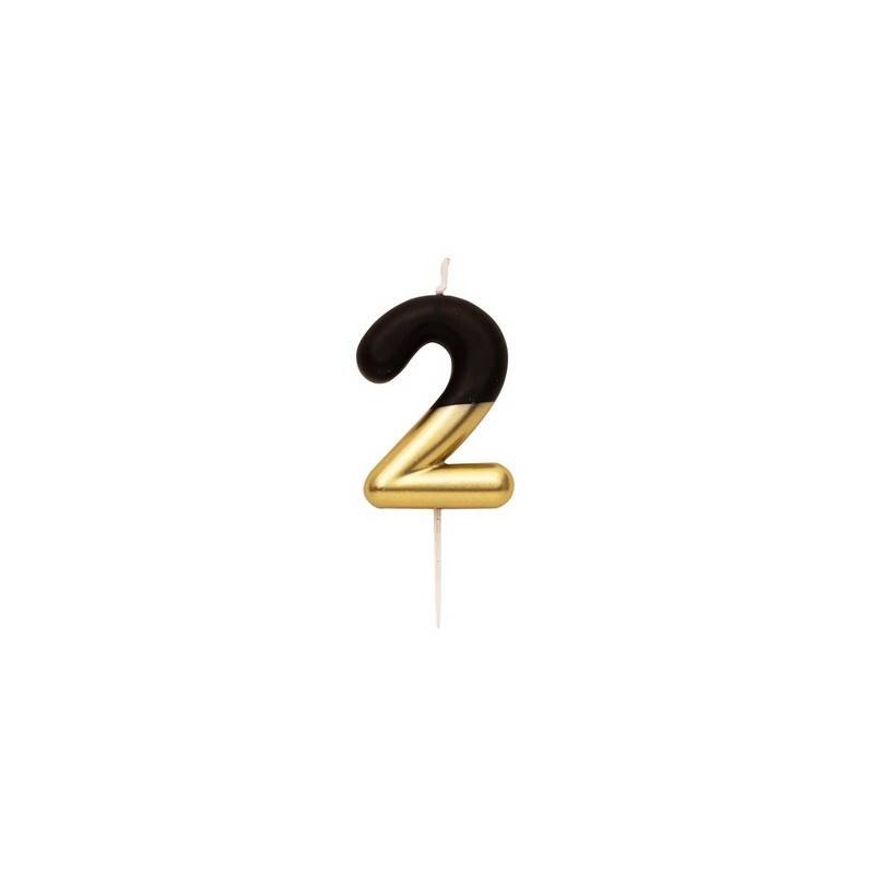 CANDELINA NUMERO 2 NERO/ORO 10,5cm