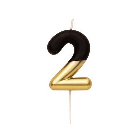 CANDELINA NUMERO 2 NERO/ORO 10,5cm