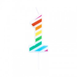 CANDELINA NUMERO 1 MULTICOLOR STRIPES 10,5cm