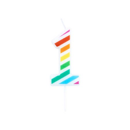 CANDELINA NUMERO 1 MULTICOLOR STRIPES 10,5cm