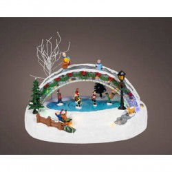 VILLAGGIO PISTA GHIACCIO 17,5x28x21cm C/MOVIMENTO