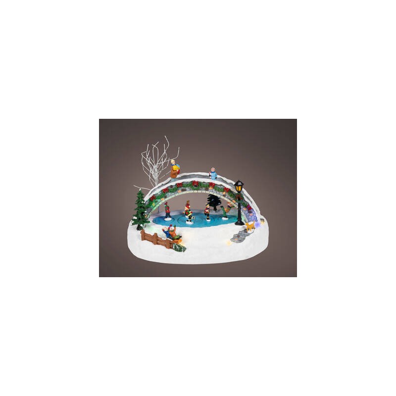 VILLAGGIO PISTA GHIACCIO 17,5x28x21cm C/MOVIMENTO