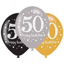 PALLONCINI LATTICE LARGE SPARKLING BIRTHDAY 50 ANNI 6pz