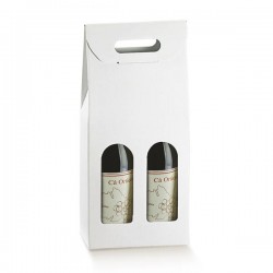 SCATOLA 2 BOTTIGLIE C/MAN. E FIN. 18x9x38,5cm BIANCO ECO