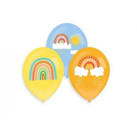 PALLONCINI LATTICE LARGE 11 27cm STAMPA ARCOBALENO RETRò 6pz