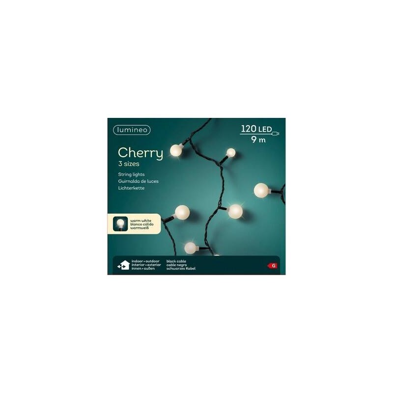 LED CHERRY 3 MIS.120 LUCI 9mt BIANCO CALDO INT/EST