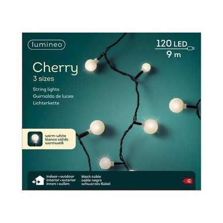 LED CHERRY 3 MIS.120 LUCI 9mt BIANCO CALDO INT/EST