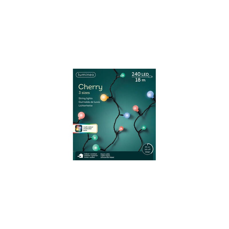 LUCI CHERRY 240LED 18mt MULTICOLOR FILO NERO INT/EST