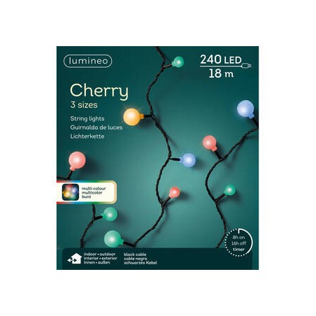 LUCI CHERRY 240LED 18mt MULTICOLOR FILO NERO INT/EST