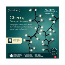 LED CHERRY 750LUCI BIANCO CALDO 16mt FILO NERO INT/EST