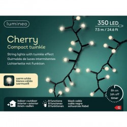 LED CHERRY 350LUCI BIANCO CALDO 7,5mt FILO NERO INT/EST