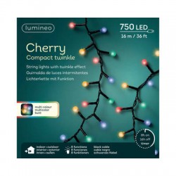 LED CHERRY 750LUCI MULTICOLOR 16mt FILO NERO INT/EST