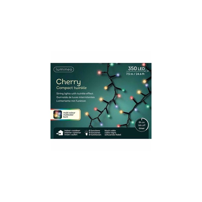 LED CHERRY 350LUCI MULTICOLOR 7,5mt FILO NERO INT/EST