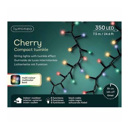 LED CHERRY 350LUCI MULTICOLOR 7,5mt FILO NERO INT/EST
