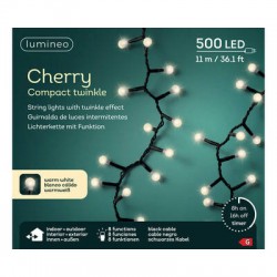 LED CHERRY 500LUCI BIANCO CALDO 11mt FILO NERO INT/EST