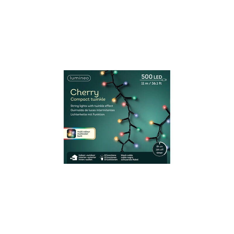 LED CHERRY 500LUCI MULTICOLOR 11mt FILO NERO INT/EST