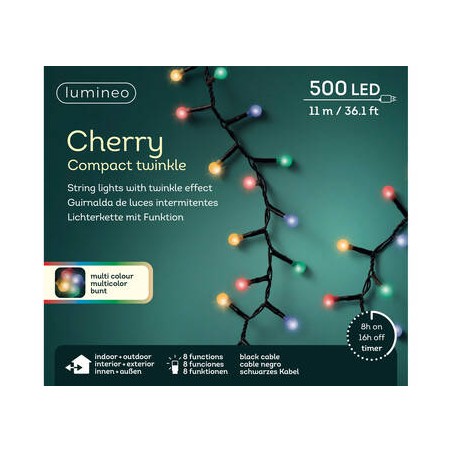 LED CHERRY 500LUCI MULTICOLOR 11mt FILO NERO INT/EST