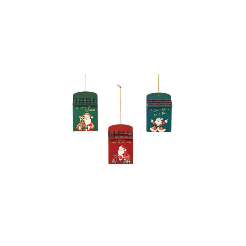 CASSETTA DELLA POSTA BABBO NATALE 6x3x9cm IN LEGNO 3COLORI ASS.TI 1pz