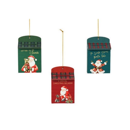 CASSETTA DELLA POSTA BABBO NATALE 6x3x9cm IN LEGNO 3COLORI ASS.TI 1pz