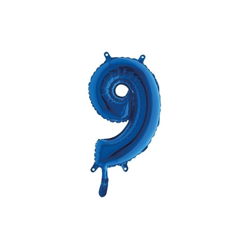 PALLONE NUMERO 9 MYLAR 14 36cm BLU