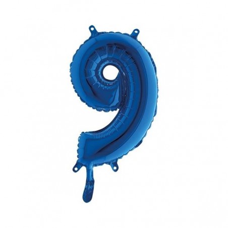 PALLONE NUMERO 9 MYLAR 14 36cm BLU