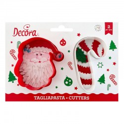 TAGLIAPASTA BABBO NATALE E CANDY CANE 8,5x2cm SET 2pz