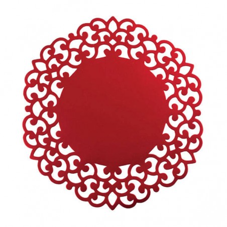 SOTTOPIATTI ROSSO SATIN LASER CUT 33cm 4pz