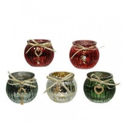 BICCHIERE TEALIGHT ANTICATO COLORI ASSORTITI Ø6,5cm 1pz