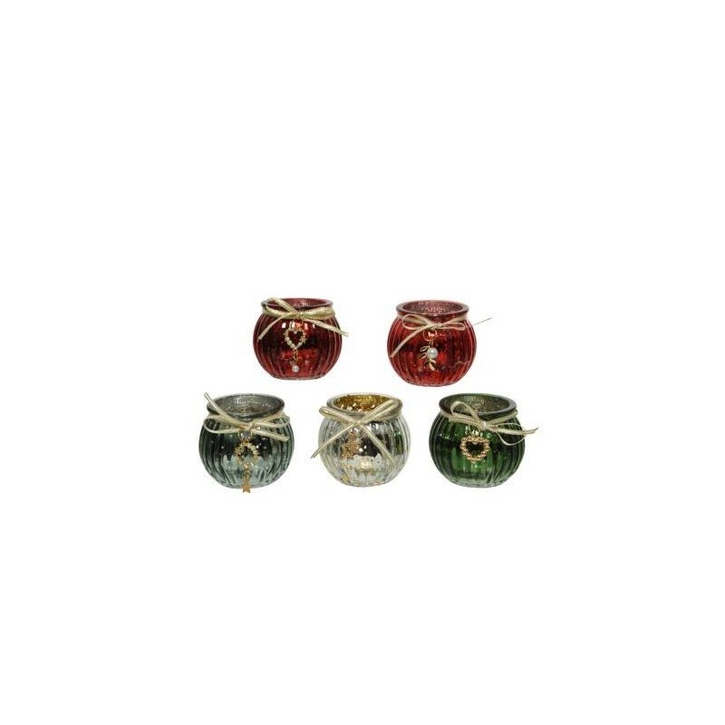 BICCHIERE TEALIGHT ANTICATO COLORI ASSORTITI Ø6,5cm 1pz