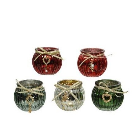 BICCHIERE TEALIGHT ANTICATO COLORI ASSORTITI Ø6,5cm 1pz