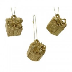 PACCO REGALO GLITTERATO ORO C/APPENDINO h.5,1cm ASS.TI 1pz