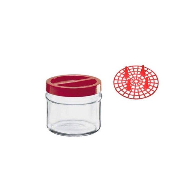 VASO VETRO ORTES 2500cc C/TAPPO ROSSO + PRESSINO