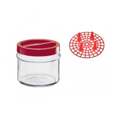 VASO VETRO ORTES 2500cc C/TAPPO ROSSO + PRESSINO